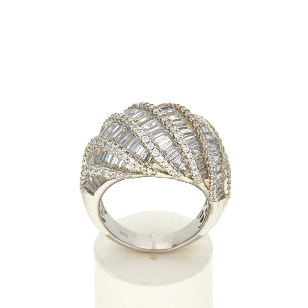 Bague argent 925 et zirconias - vue 1