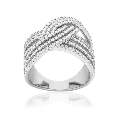 Bague argent 925 et zirconias - vue 1