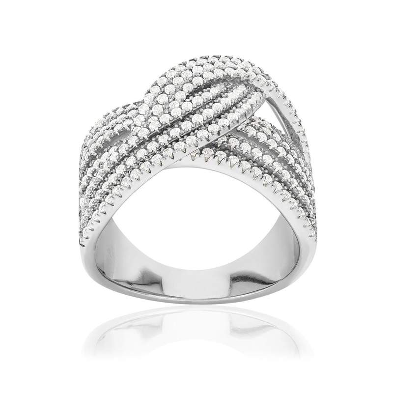Bague argent 925 et zirconias - vue 1