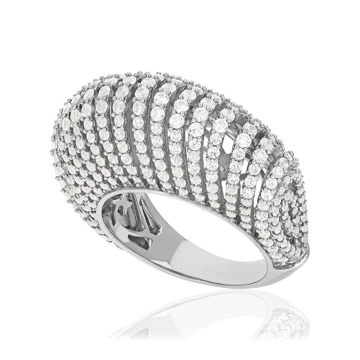 Bague argent 925 et zirconias - vue D1