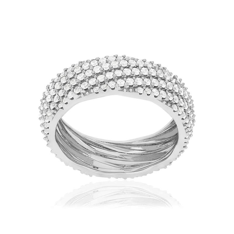 Bague argent 925 et zirconias - vue 1