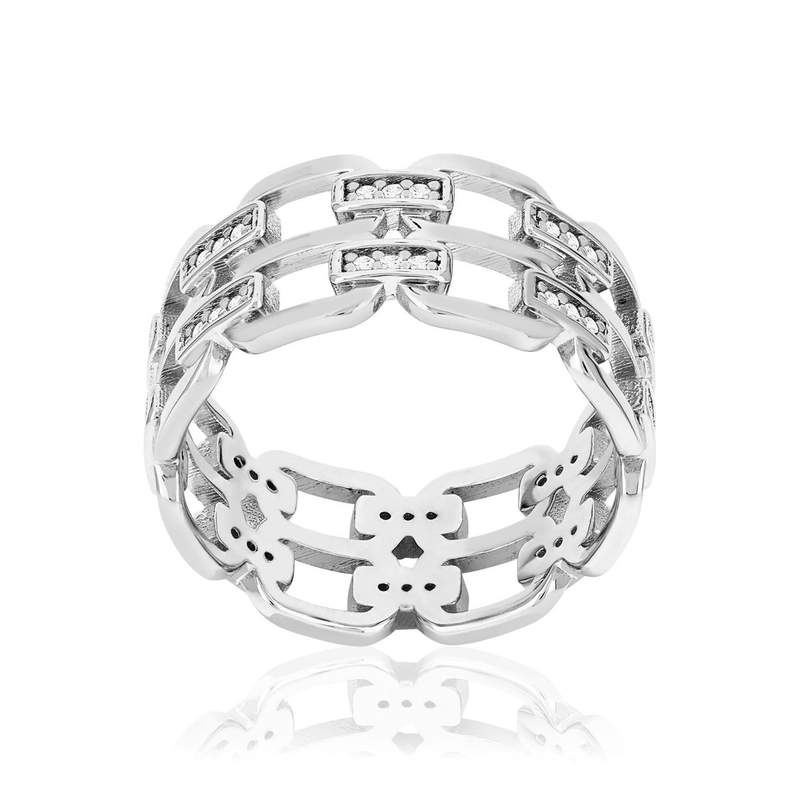 Bague argent 925 et zirconias - vue 1