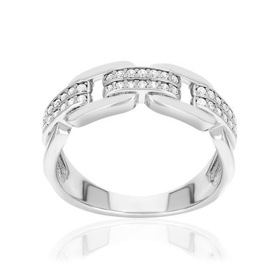 Bague argent 925 et zirconias - vue 1