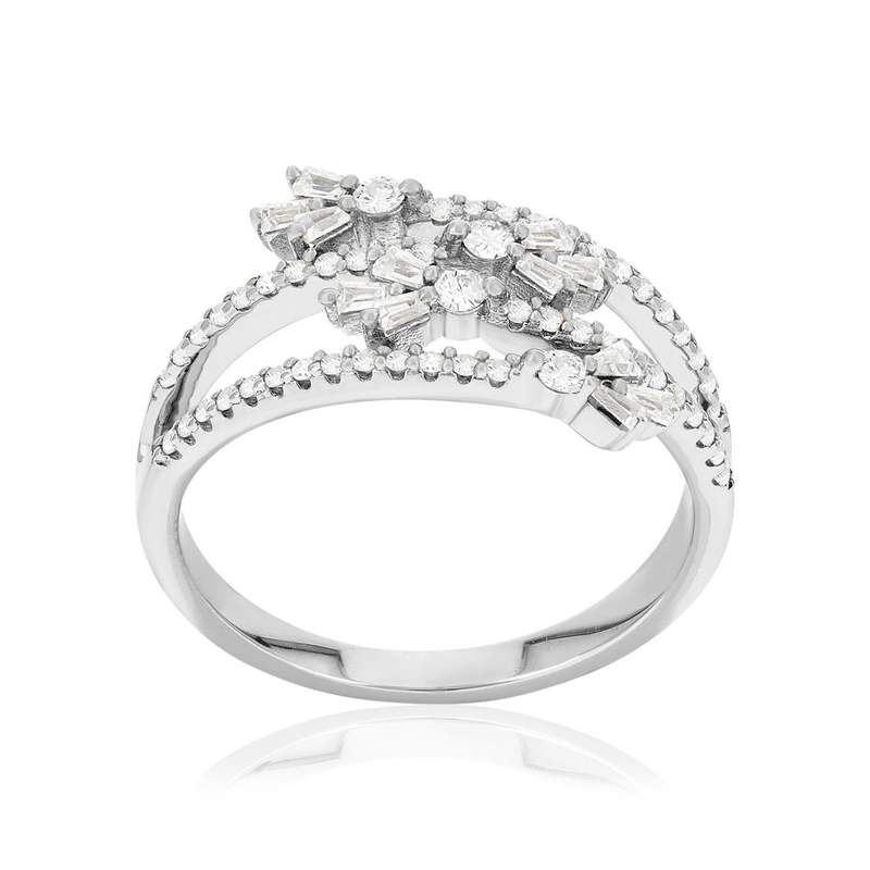 Bague argent 925 et zirconias - vue 1