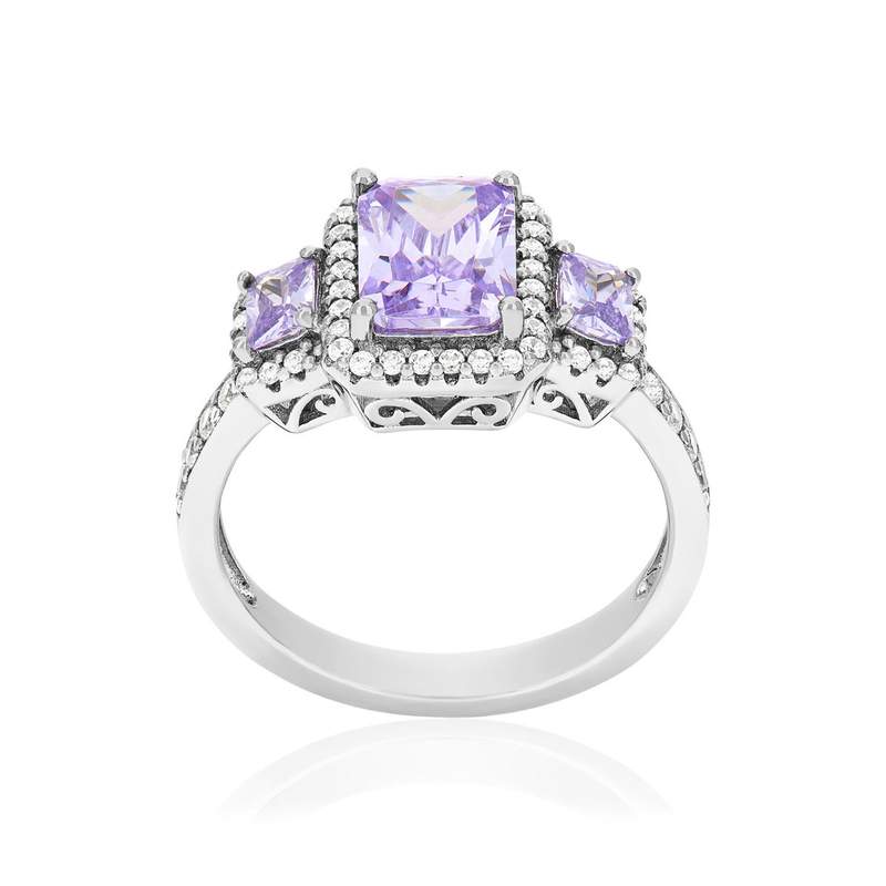 Bague argent 925 et zirconias - vue 1