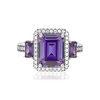 Bague argent 925 et zirconias blancs et violets - vue V3