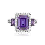 Bague argent 925 et zirconias blancs et violets - vue 3