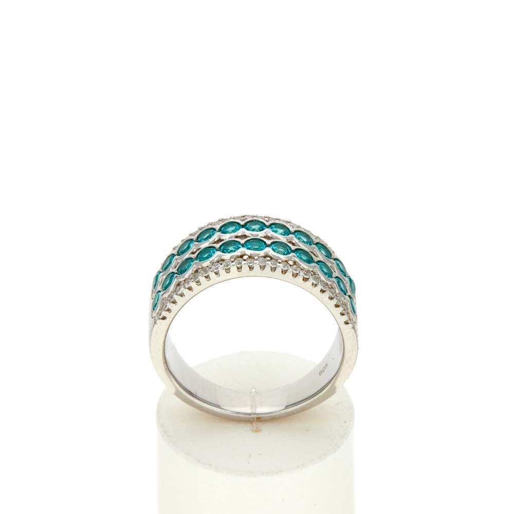 Bague argent 925 et zirconias - vue 1