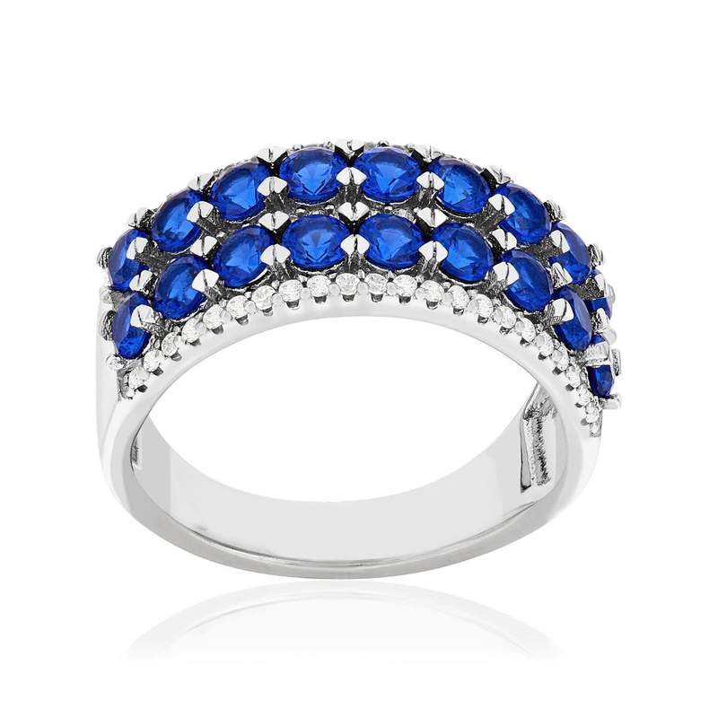 Bague argent 925 pierres synthétiques et zirconias - vue 1