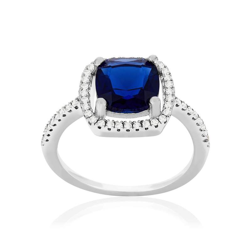 Bague argent 925 pierres synthétiques et zirconias - vue 1