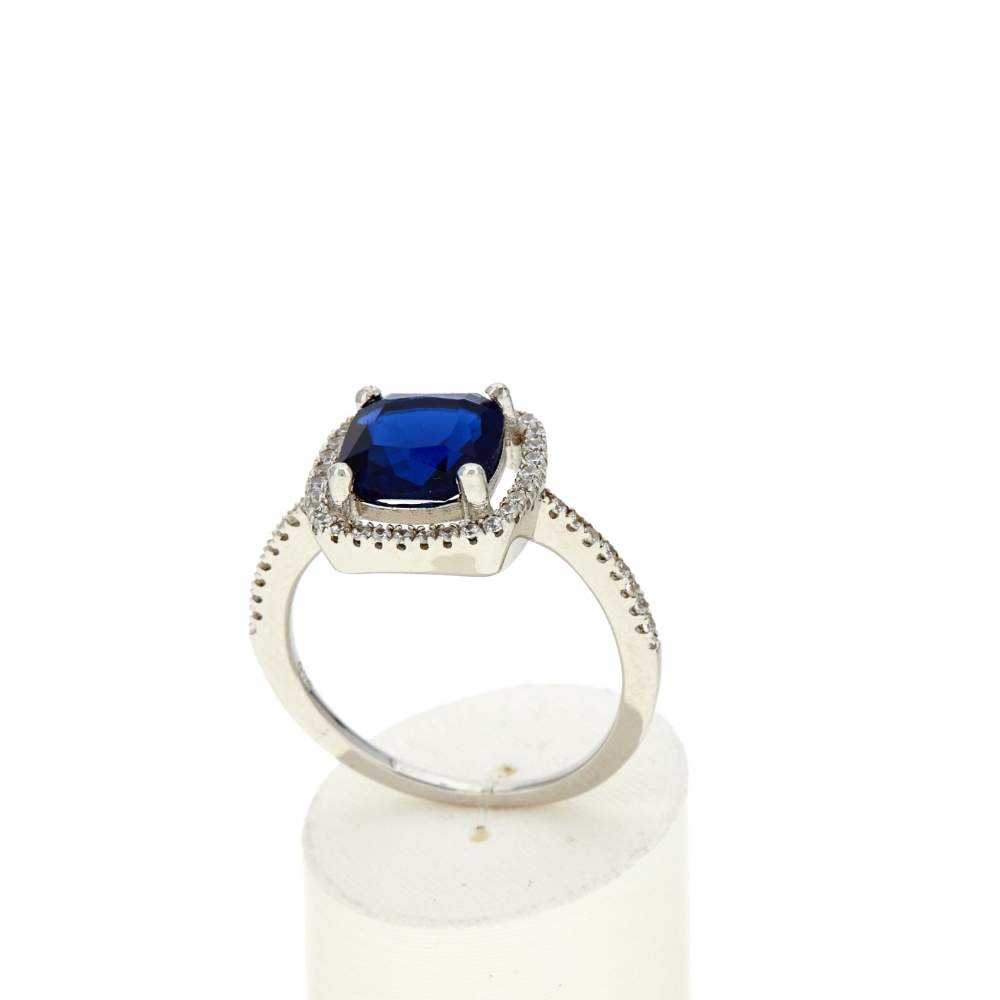 Bague argent 925 pierres synthétiques et zirconias - vue 2