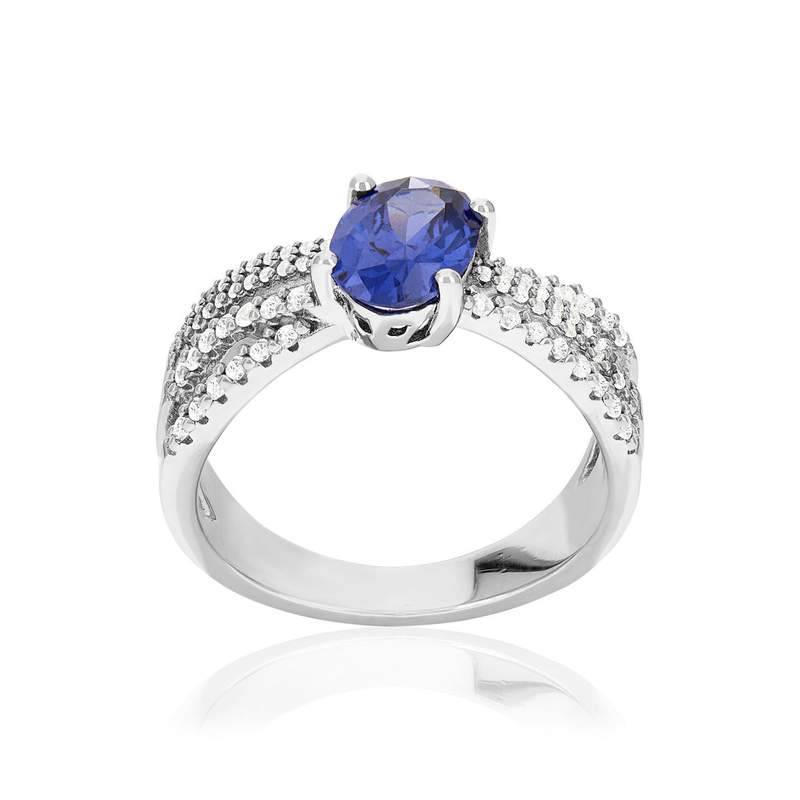 Bague argent 925 et zirconias - vue 1