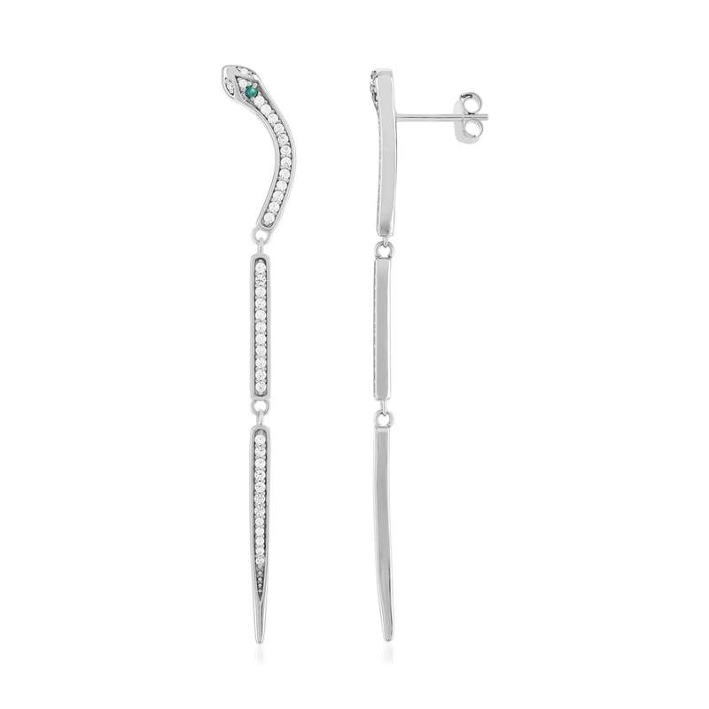 925 sterling silver and cubic zirconia snake-motif earrings - view 1