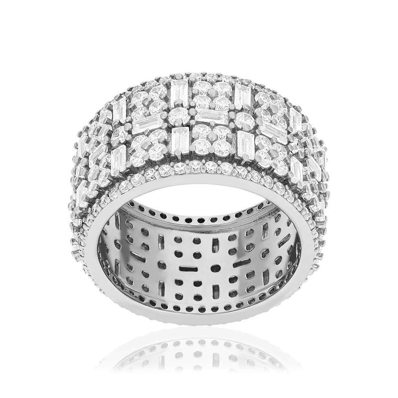 Bague argent 925 et zirconias - vue 1