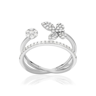 Bague argent 925 et zirconias - vue 1