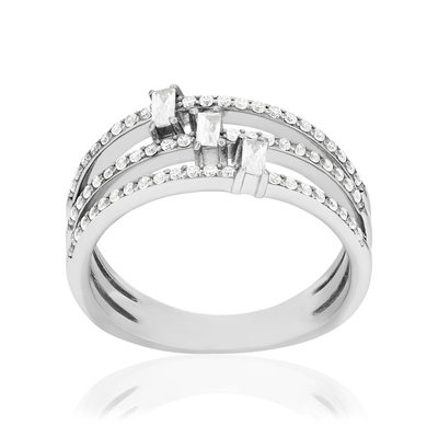 Bague argent 925 et zirconias - vue 1