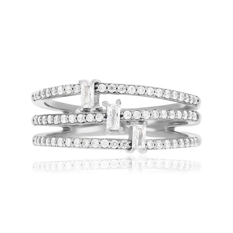 Bague argent 925 et zirconias - vue 3