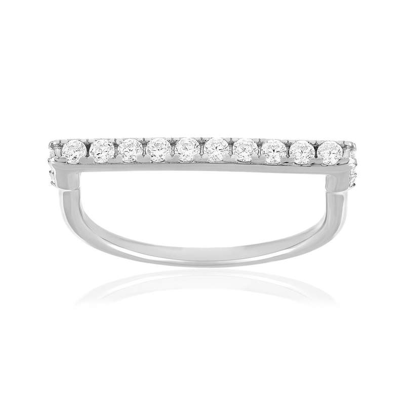 Bague argent 925 et zirconias - vue 1