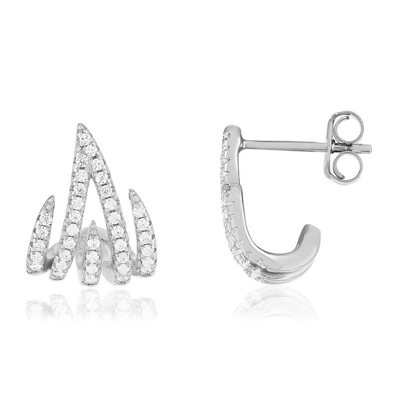 Boucles d'oreilles argent 925 et zirconias - vue 1