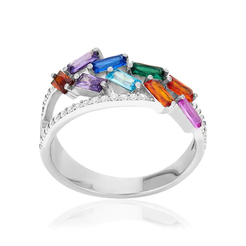 Bague argent 925 et zirconias - vue 1