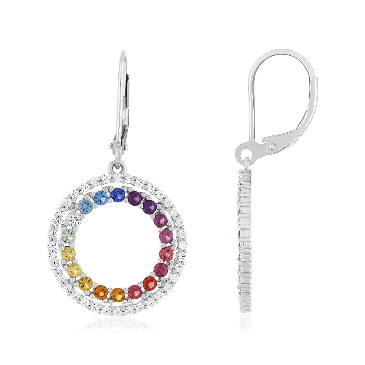 Boucles d'oreilles argent 925 pierres synthétiques et zirconias