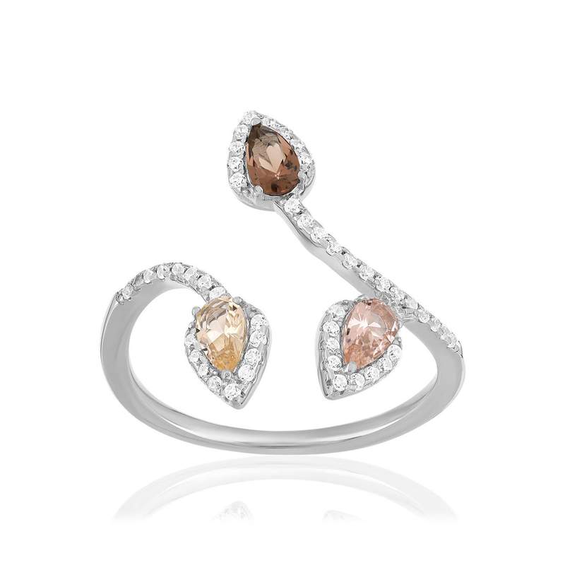 Bague argent 925 pierres synthétiques et zirconias - vue 1