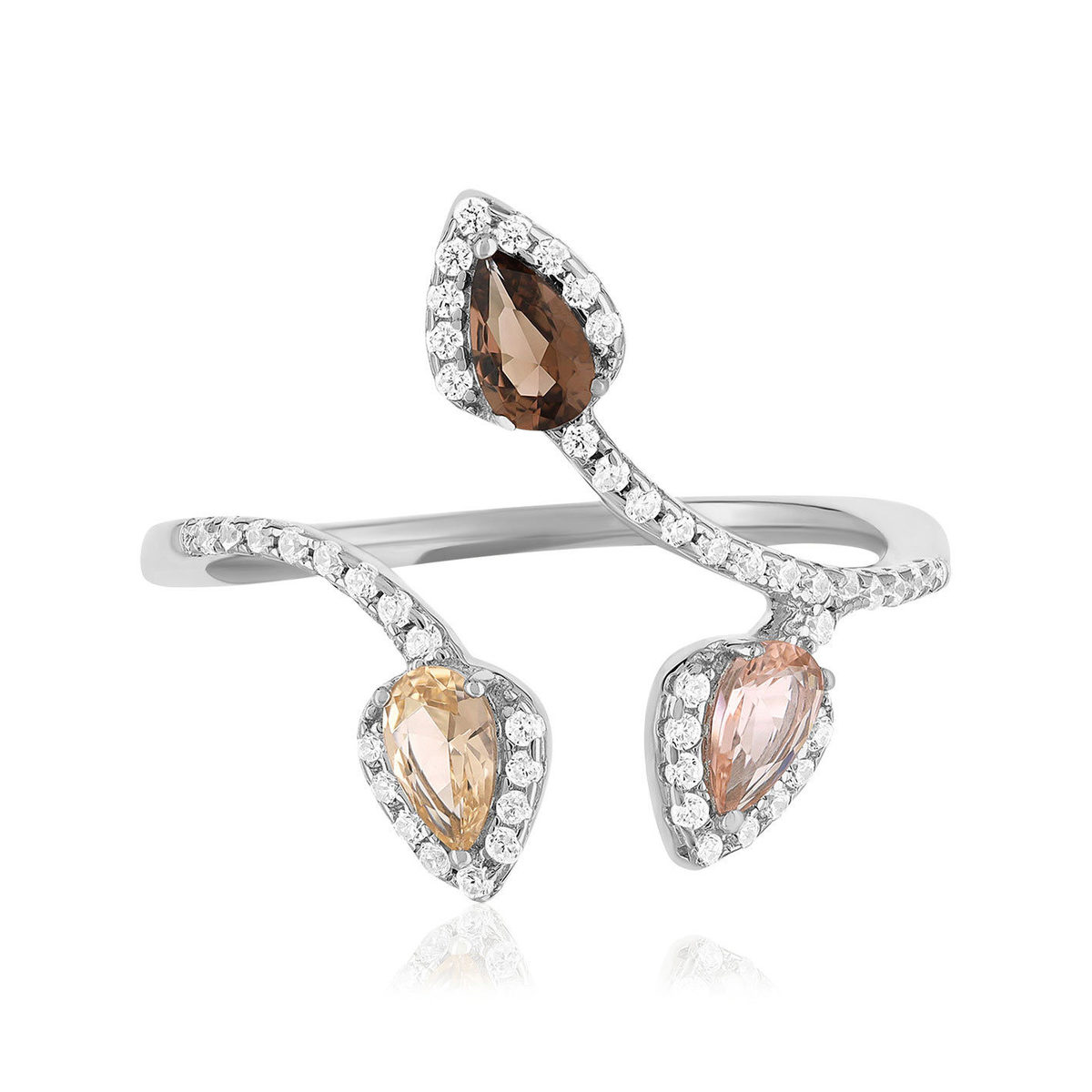 Bague argent 925 pierres synthétiques et zirconias - vue 3