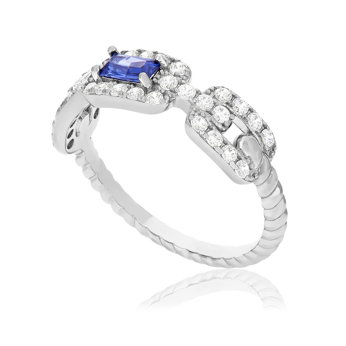 Bague argent 925 et zirconias - vue D1