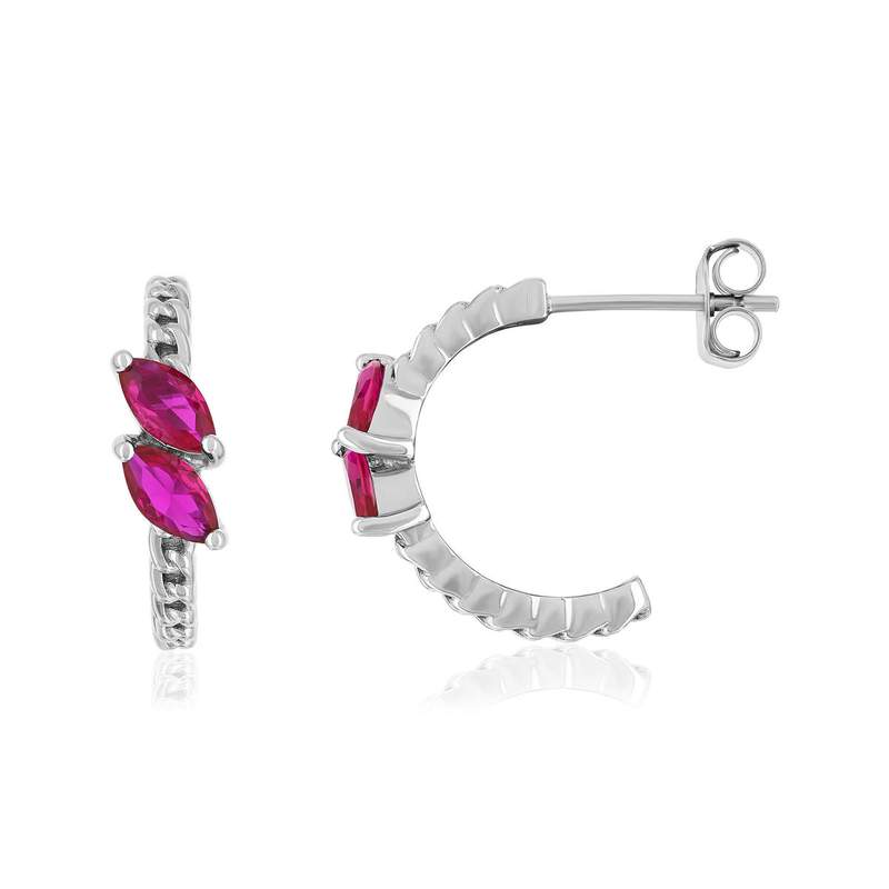 Boucles d'oreilles argent 925 et pierres synthétiques - vue 1