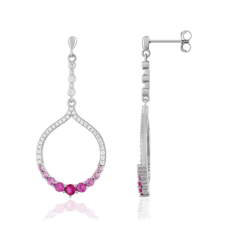 Boucles d'oreilles argent 925 et pierres synthétiques - vue 1