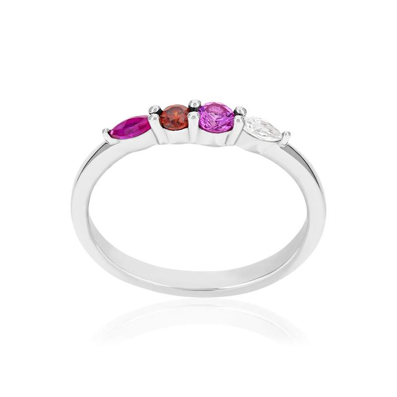 Bague argent 925 et pierres synthétiques - vue 1