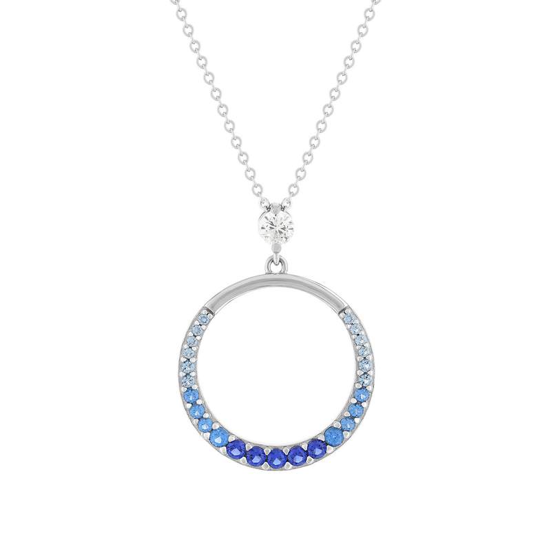Collier argent 925 et pierres synthétiques 45cm - vue 1