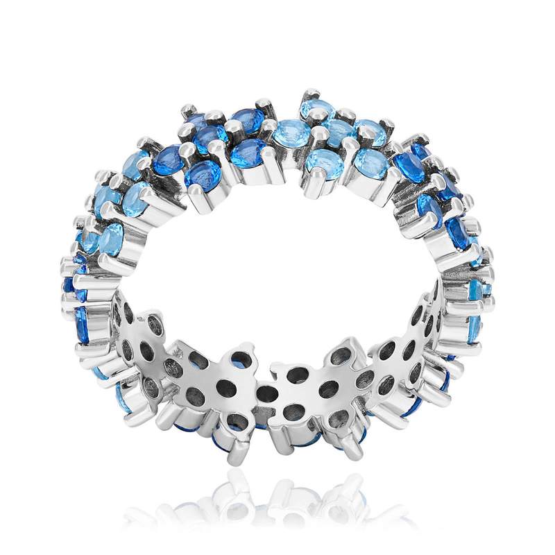 Bague argent 925 et pierres synthétiques - vue 1