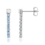 Boucles d'oreilles argent 925 et zirconias bleus et blancs - vue 1