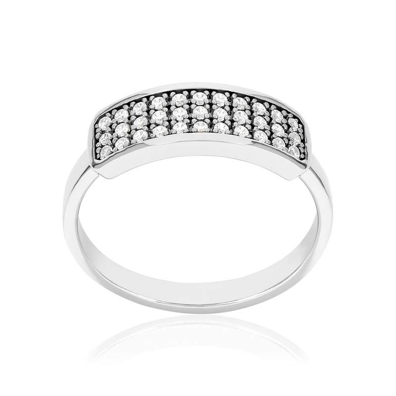 Bague argent 925 et zirconias - vue 1