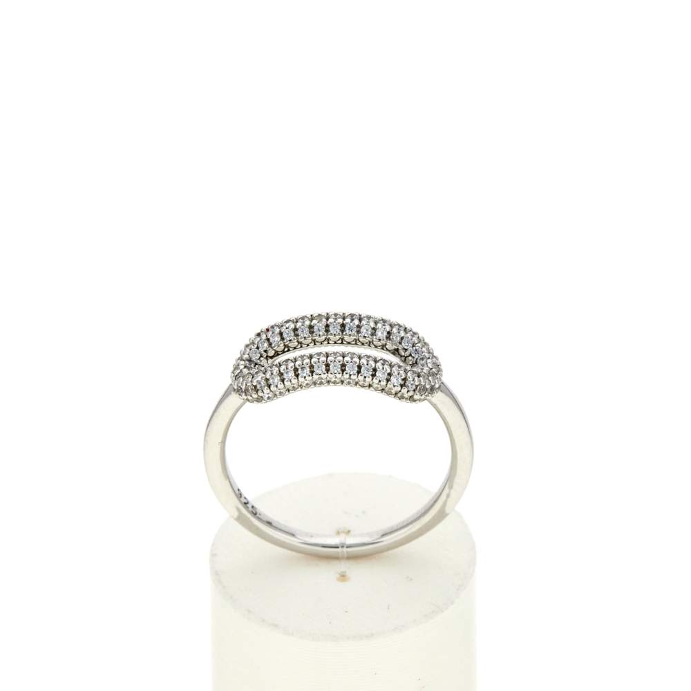 Bague argent 925 et zirconias - vue 1