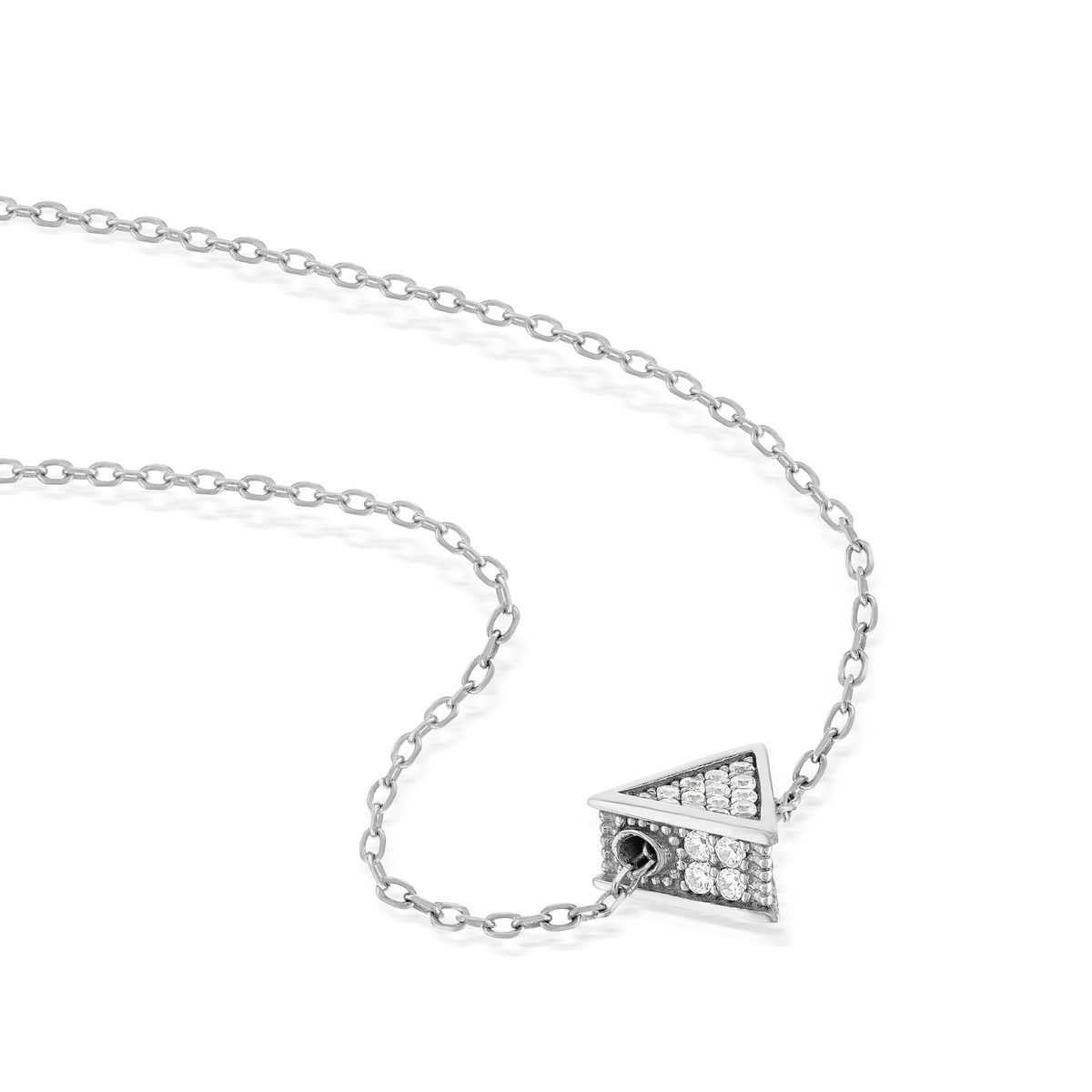 Collier argent 925 et zirconias 45cm - vue A