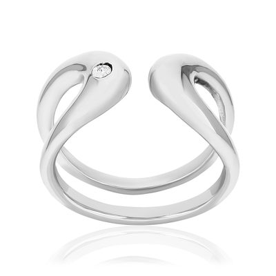 Bague argent 925 et zirconias - vue 1