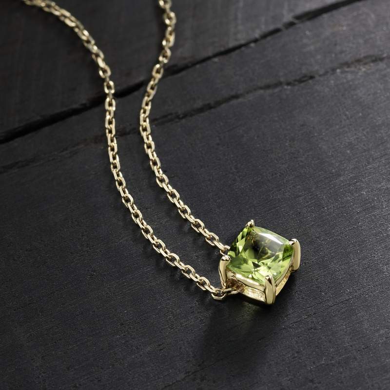 Collier or 375 jaune péridot 0.70ct 45cm - vue D2