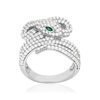 Bague argent 925 pierres synthétiques et zirconias motif serpent - vue V1