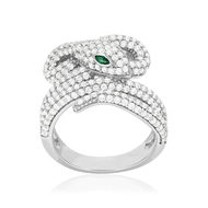 Bague argent 925 pierres synthétiques et zirconias motif serpent