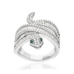 Bague argent 925 pierres synthétiques et zirconias motif serpent - vue 1