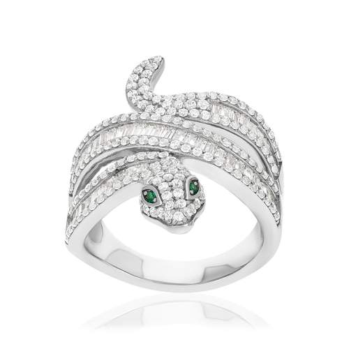 Bague argent 925 pierres synthétiques et zirconias motif serpent