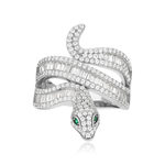 Bague argent 925 pierres synthétiques et zirconias motif serpent - vue 3