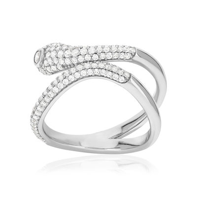 Bague argent 925 motif serpent et zirconias