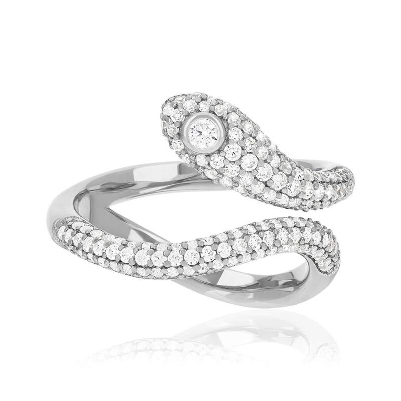 Bague argent 925 motif serpent et zirconias - vue 3