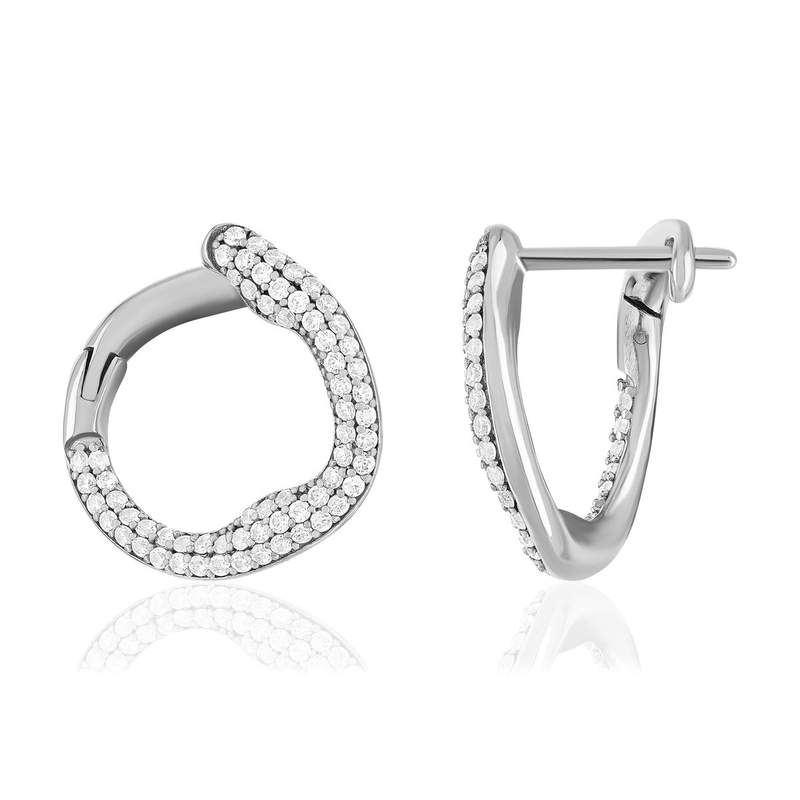 Boucles d'oreilles argent 925 et zirconias - vue 1