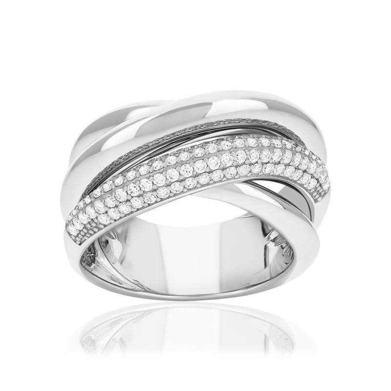 925 sterling silver ring with zirconia stones - view 1