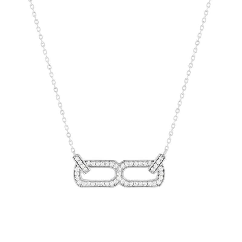 Collier argent 925 et zirconias 45cm - vue 1