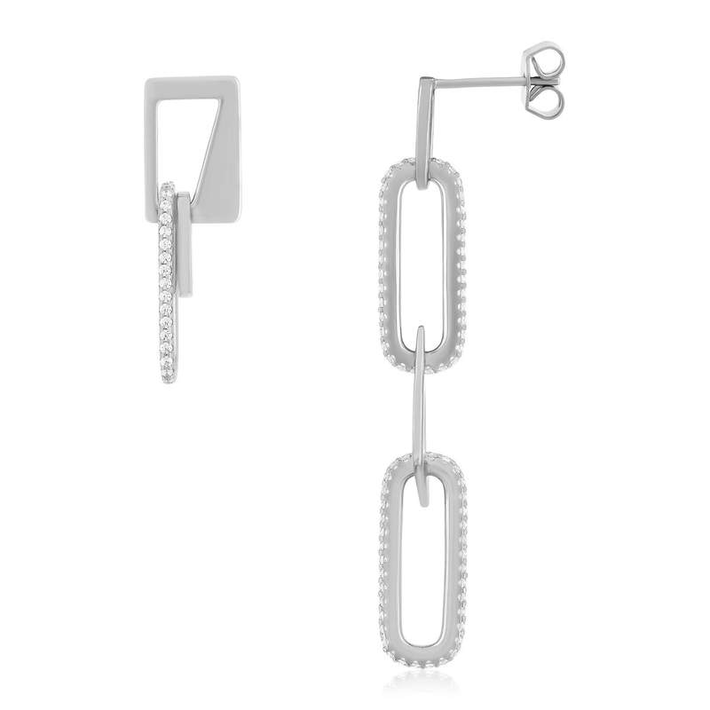 Boucles d'oreilles argent 925 et zirconias - vue D2